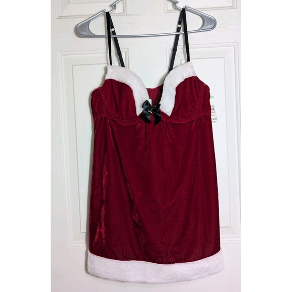 Boudoir Collection Mrs Claus Babydoll Nightie Pajamas Large Velvet Red Christmas - Picture 1 of 9